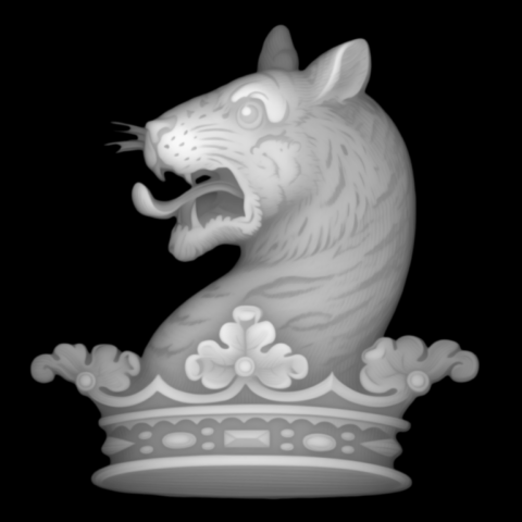 Depth mapp image for 2.5D laser engraving a family crest engraving